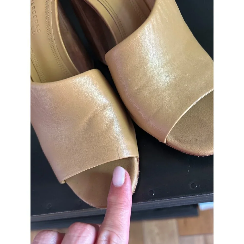 Mercedes Castillo Izar High Mule Sandal Sand Womens Size 7.5